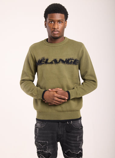 OLIVE GREEN MÈLANGE CREW NECK