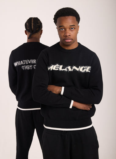 BLACK MÈLANGE CREW NECK
